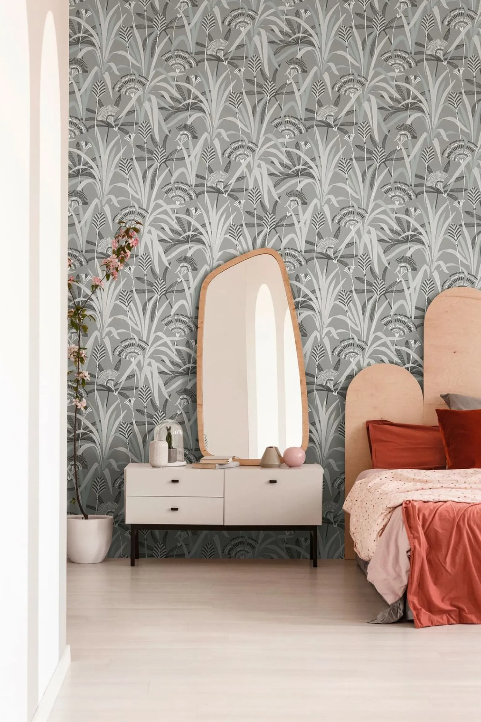 Vliestapete Floral Grau Schwarz Blau Metallic 39936-2