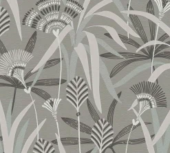 Vliestapete Floral Grau Schwarz Blau Metallic 39936-2