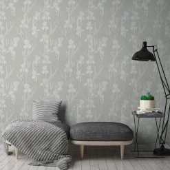 Vliestapete Floral greige weiß 37526-4