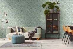 Vliestapete Floral Grün Grau Silber Metallic 39768-7