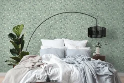 Vliestapete Floral Grün Grau Silber Metallic 39768-7