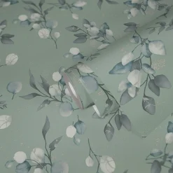 Vliestapete Floral Grün Grau Silber Metallic 39768-7