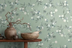 Vliestapete Floral Grün Grau Silber Metallic 39768-7