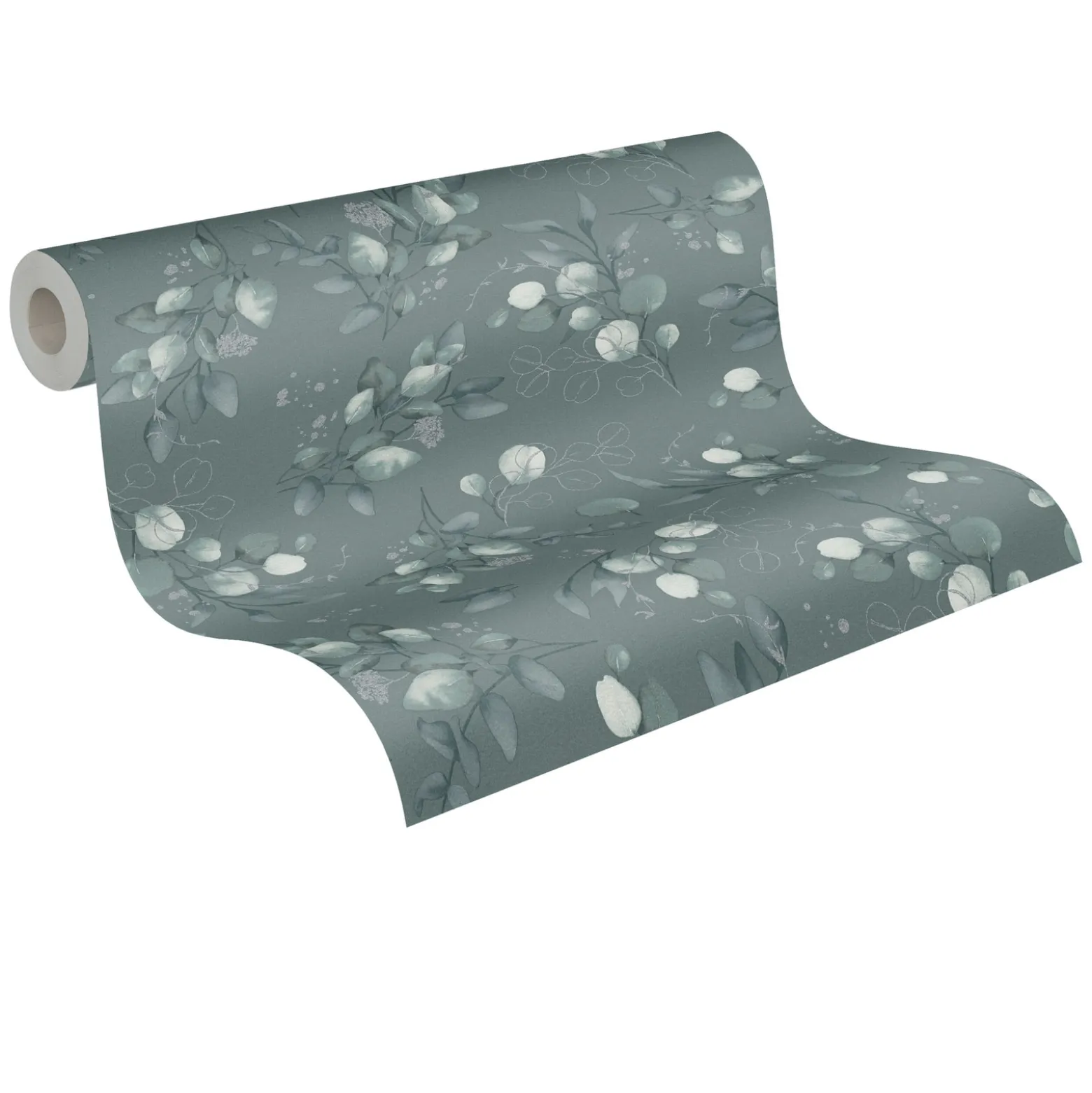 Vliestapete Floral Grün Silber Metallic 39768-3