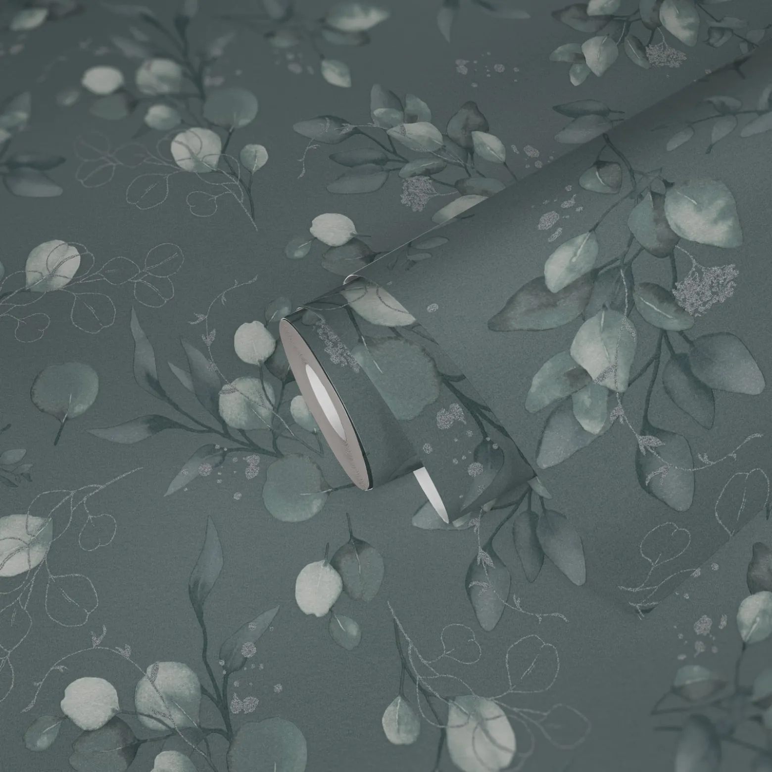 Vliestapete Floral Grün Silber Metallic 39768-3