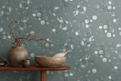 Vliestapete Floral Grün Silber Metallic 39768-3