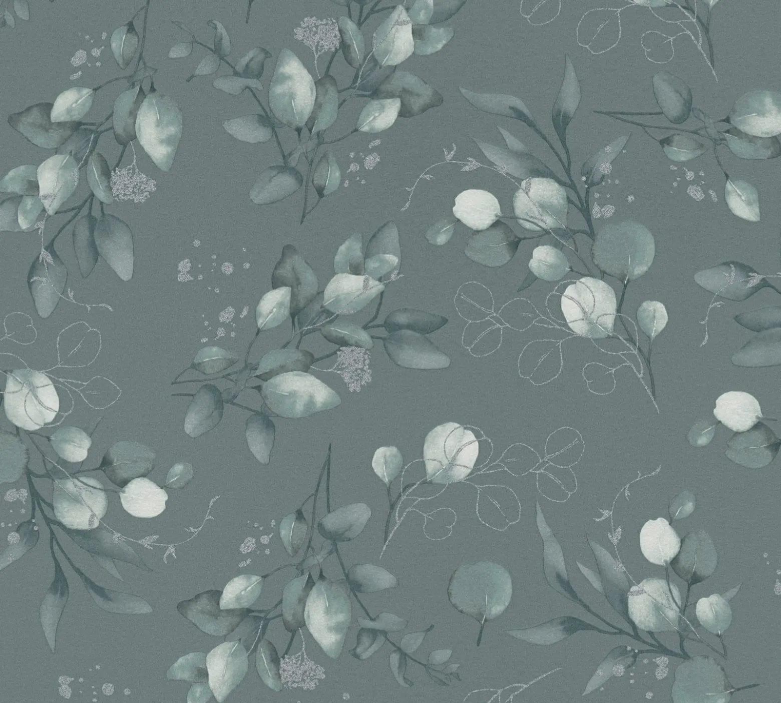 Vliestapete Floral Grün Silber Metallic 39768-3