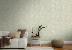 Vliestapete Floral Gräser Blätter Grün Creme 78222-1