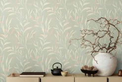 Vliestapete Floral Gräser Blätter Grün Creme 78222-1