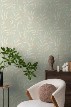 Vliestapete Floral Gräser Blätter Grün Creme 78222-1