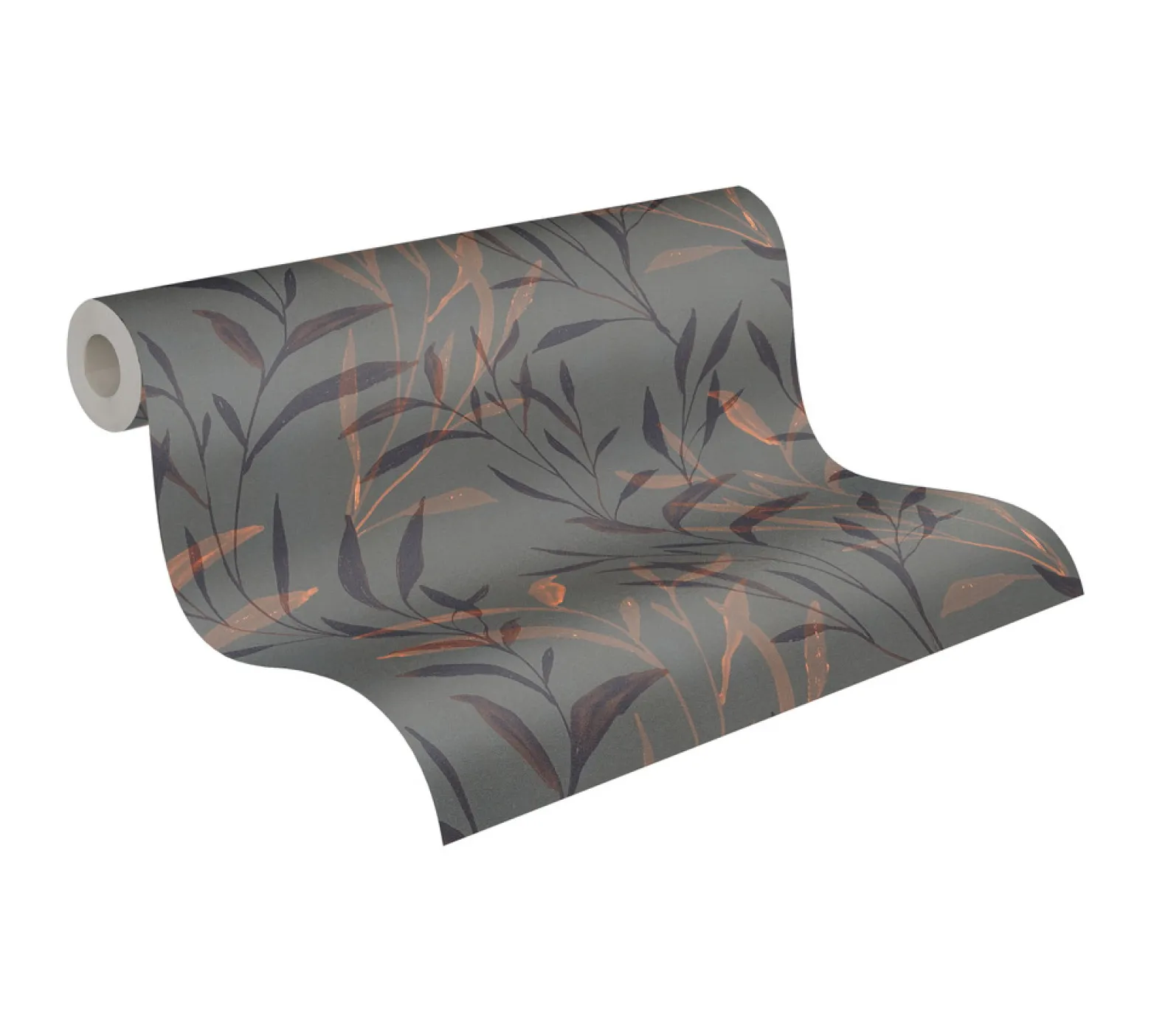 Vliestapete Floral Gräser Blätter Grau Braun 78222-2