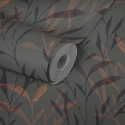 Vliestapete Floral Gräser Blätter Grau Braun 78222-2