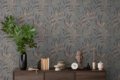 Vliestapete Floral Gräser Blätter Grau Braun 78222-2