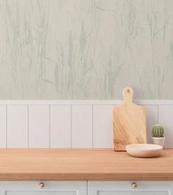 Vliestapete Floral Gräser Grau Beige Grün Metallic 79094-5