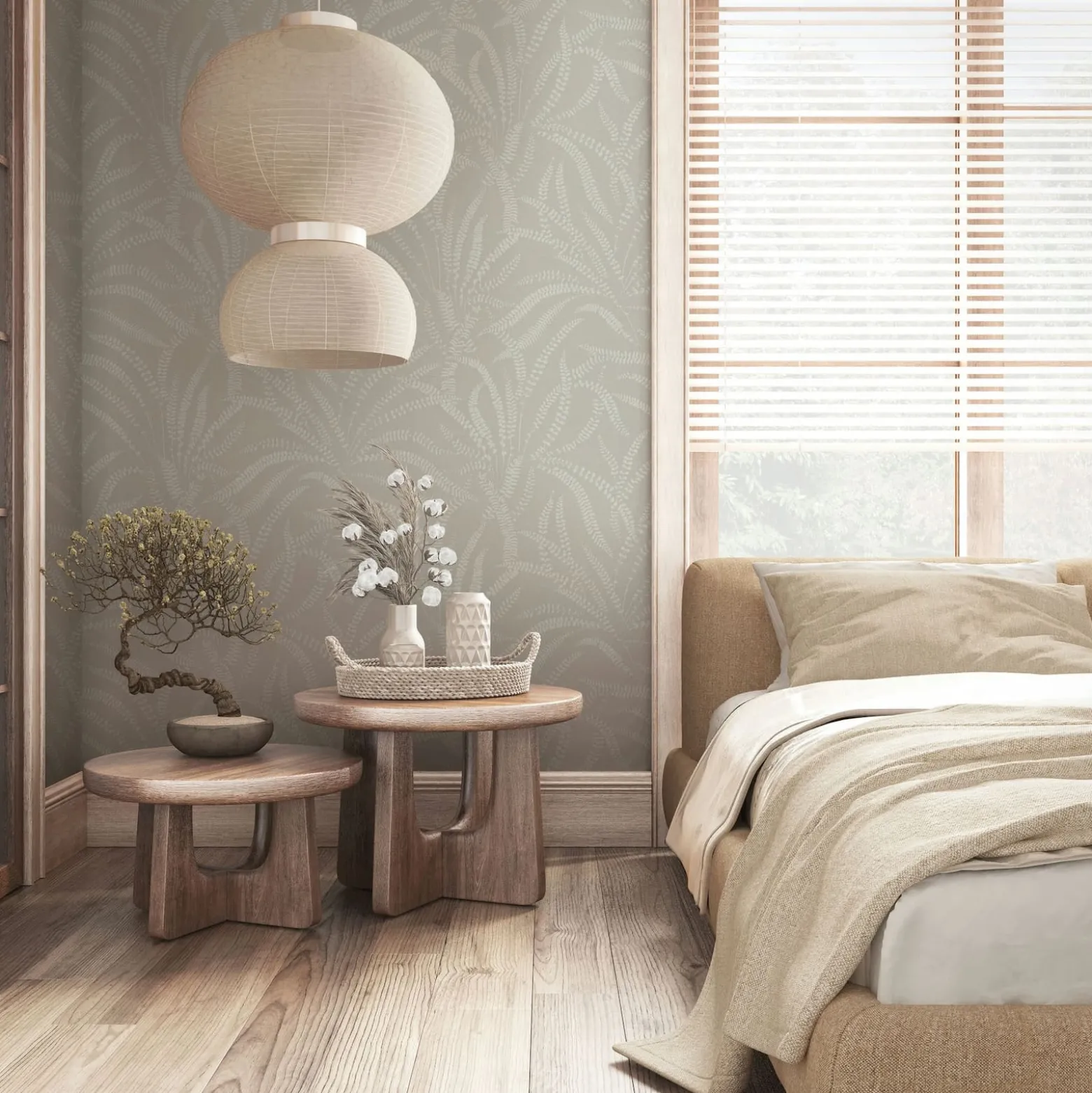 Vliestapete Floral Gräser Skandi Hellbraun Creme 82508