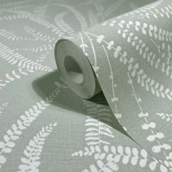 Vliestapete Floral Gräser Skandi Grün Creme 82505