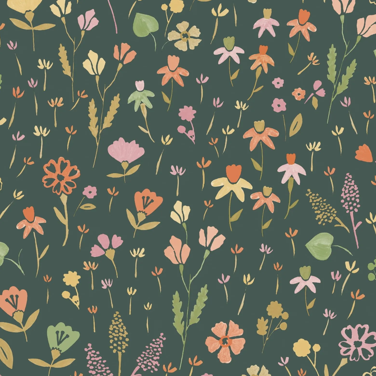 Vliestapete Floral Illustration Schwarz Gelb Rosa MN3513