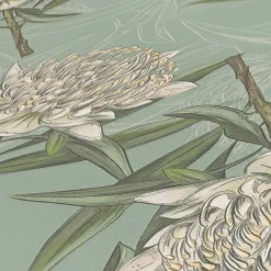 Vliestapete Floral Illustration Türkis Grün Weiß 39432-2