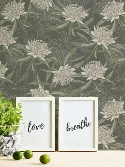 Vliestapete Floral Illustration Grün Weiß 39432-1