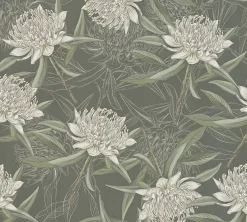 Vliestapete Floral Illustration Grün Weiß 39432-1