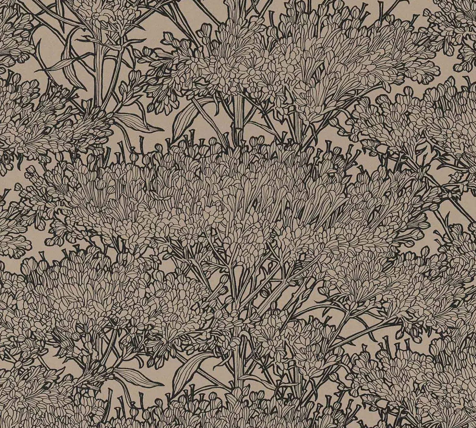 Vliestapete Floral Kräuter beigebraun schwarz 36972-5