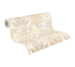 Vliestapete Floral Leinenoptik Weiß Orange 39349-1