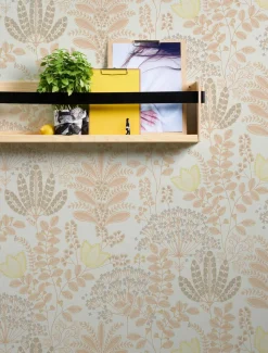 Vliestapete Floral Leinenoptik Weiß Orange 39349-1