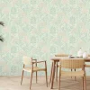 Vliestapete Floral Leinenoptik Grün Rosa 39349-3