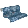 Vliestapete Floral Leinenoptik Blau Grau 39349-4