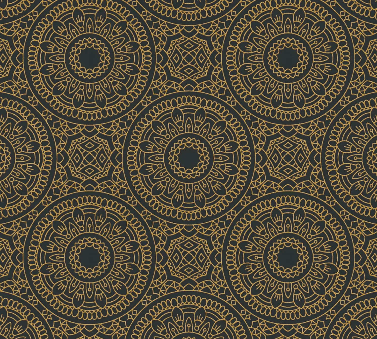 Vliestapete Floral Mandala Schwarz Gold Metallic 38968-2