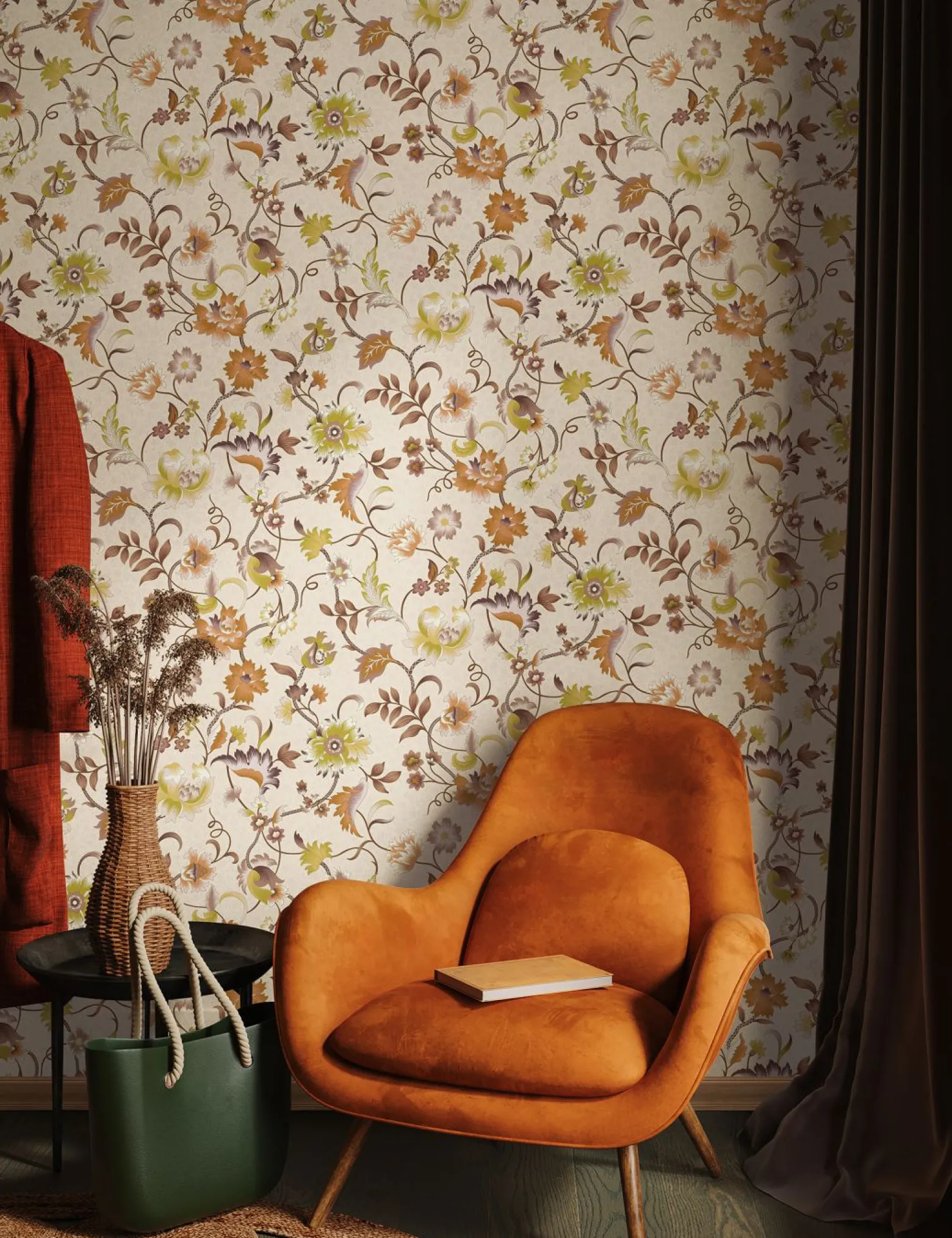 Vliestapete Floral Modern Rosa Braun Gelb 47646