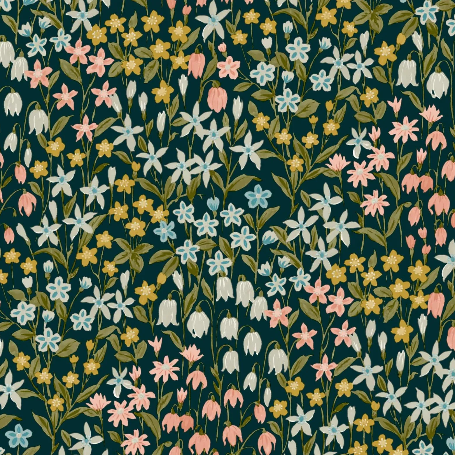 Vliestapete Floral Muster Blau Grün Rosa A64102