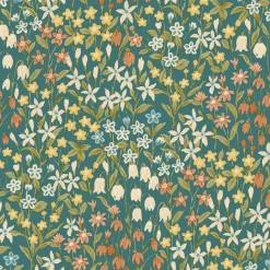 Vliestapete Floral Muster Petrol Grün Gelb A64103