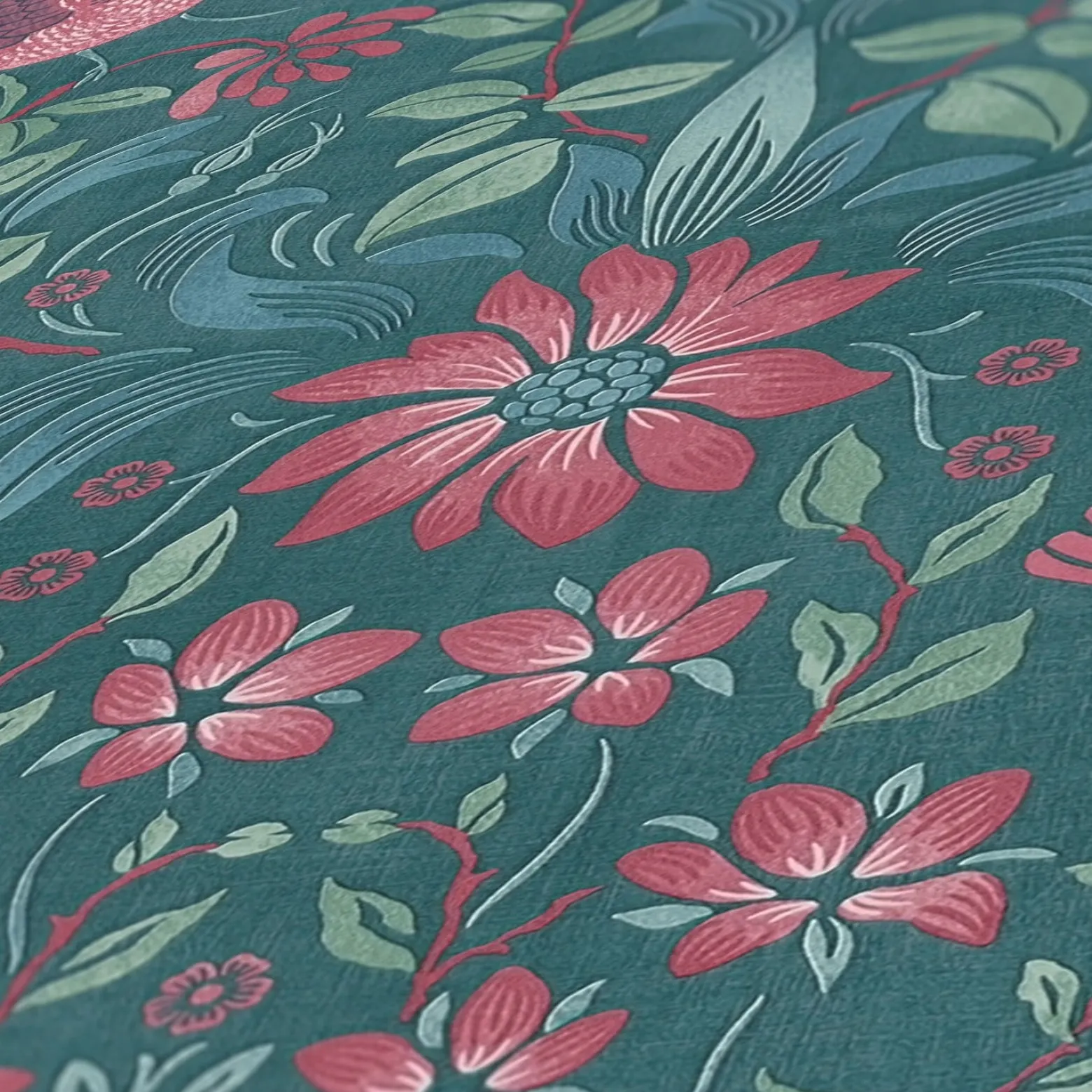 Vliestapete Floral Ornamente Petrol Rosa Blau 39075-4