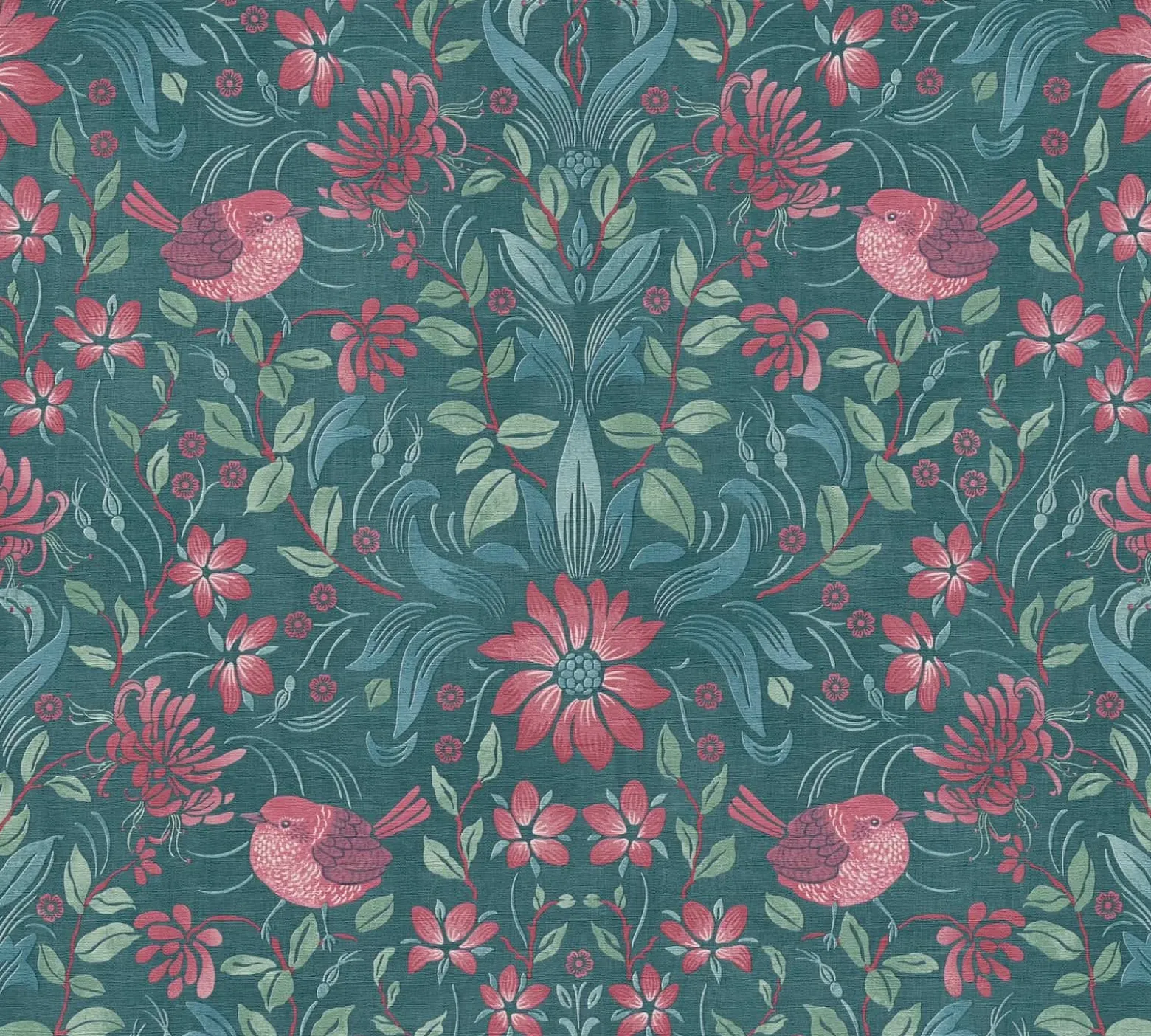 Vliestapete Floral Ornamente Petrol Rosa Blau 39075-4