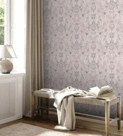 Vliestapete Floral Ornamente Rosa Grau Weiß 39075-2