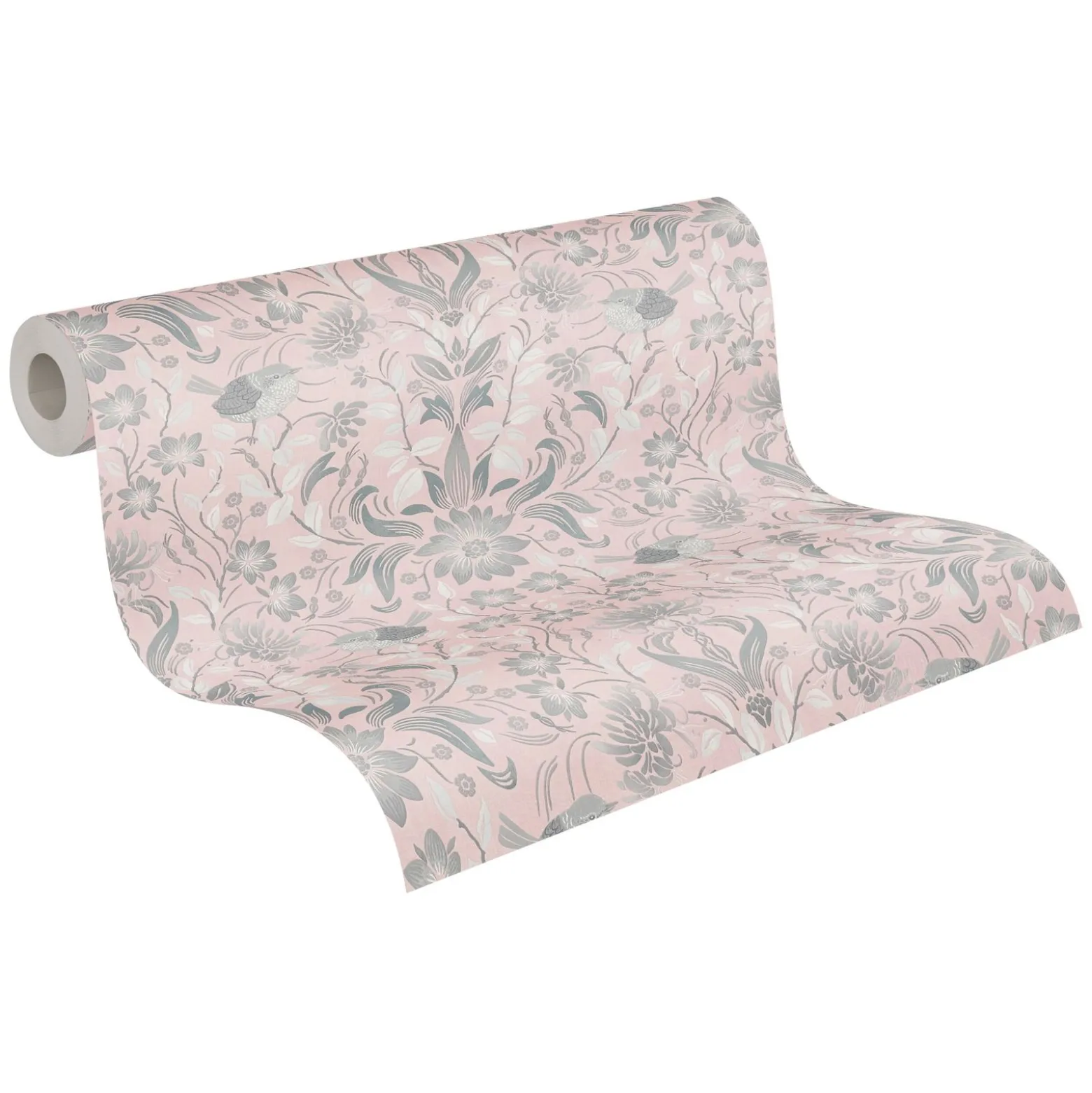 Vliestapete Floral Ornamente Rosa Grau Weiß 39075-2