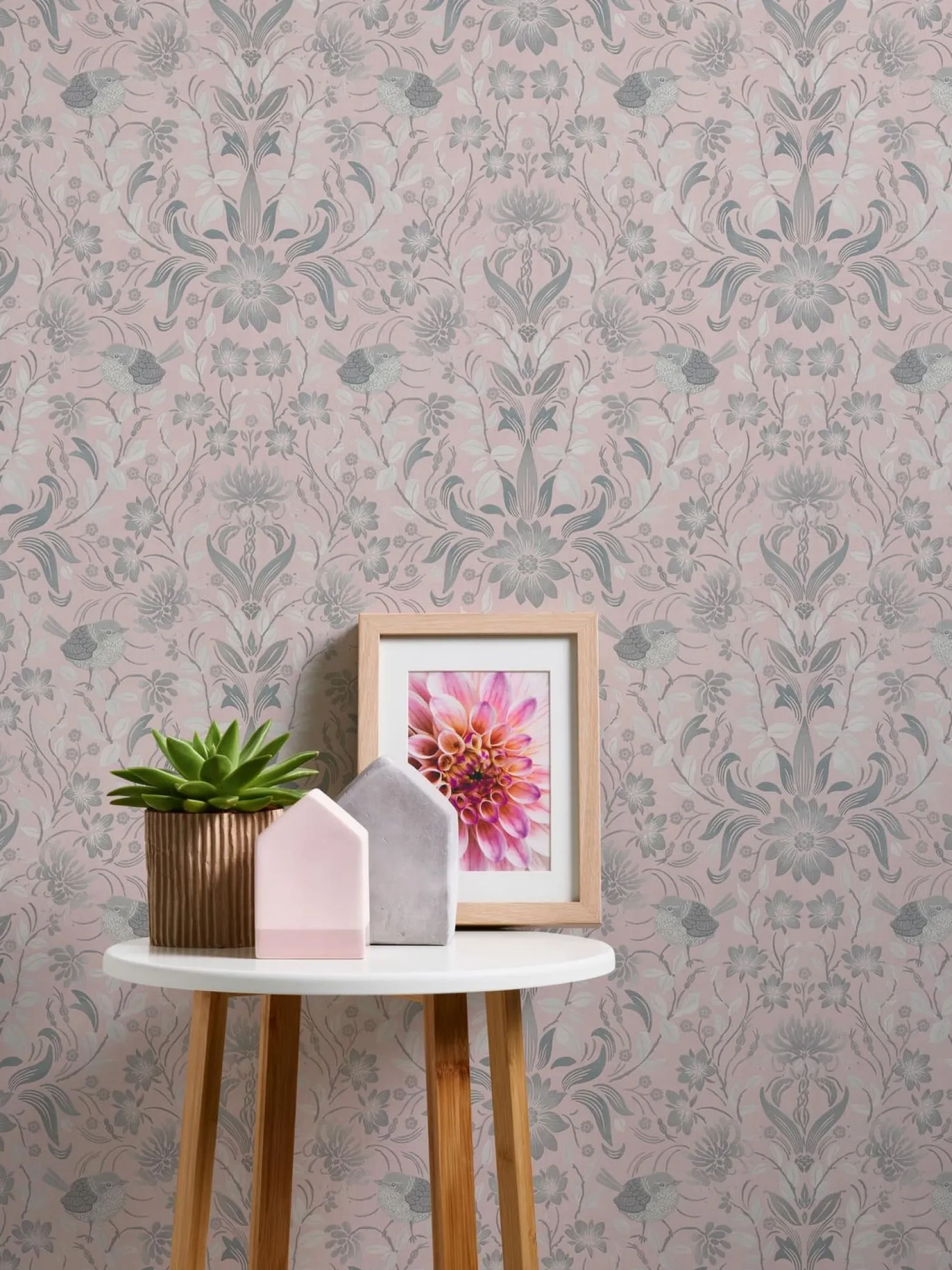 Vliestapete Floral Ornamente Rosa Grau Weiß 39075-2