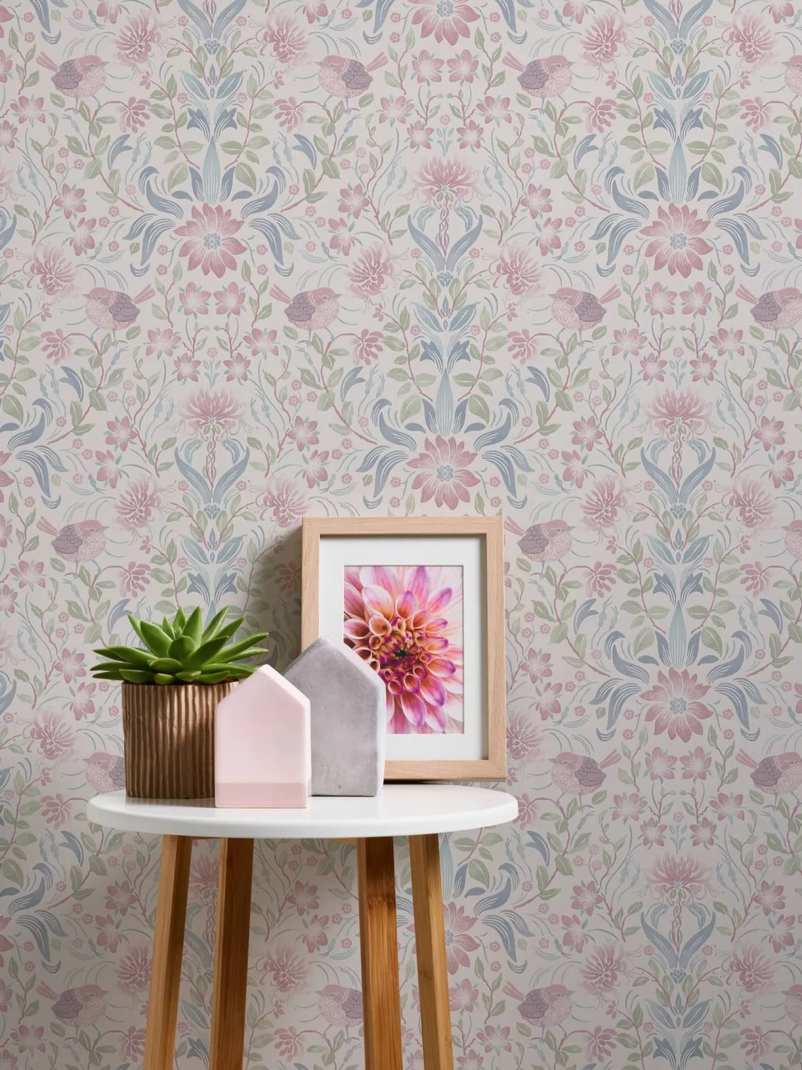 Vliestapete Floral Ornamente Weiß Rosa Blau 39075-3