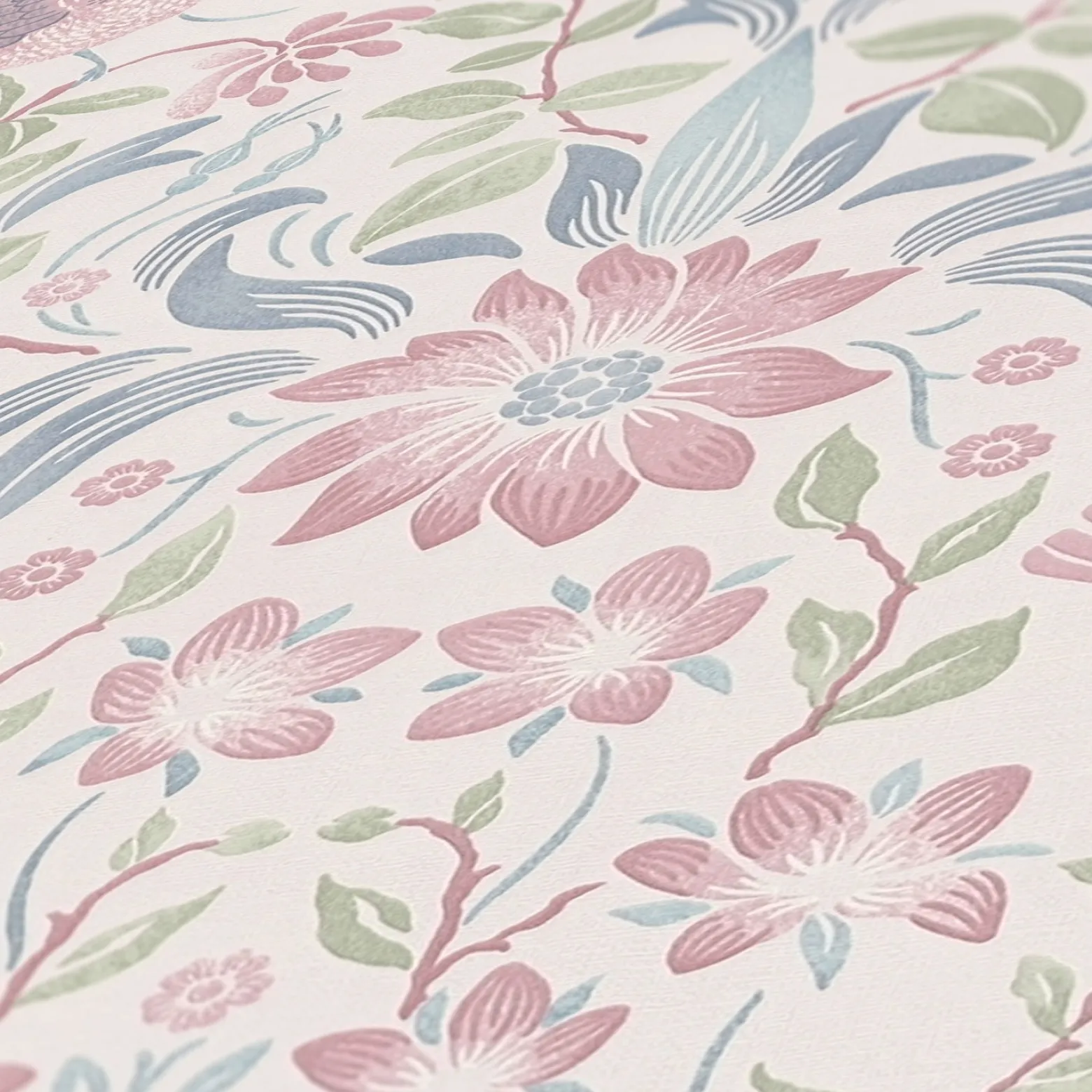 Vliestapete Floral Ornamente Weiß Rosa Blau 39075-3