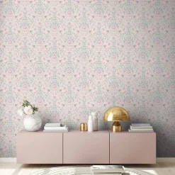 Vliestapete Floral Ornamente Weiß Rosa Blau 39075-3