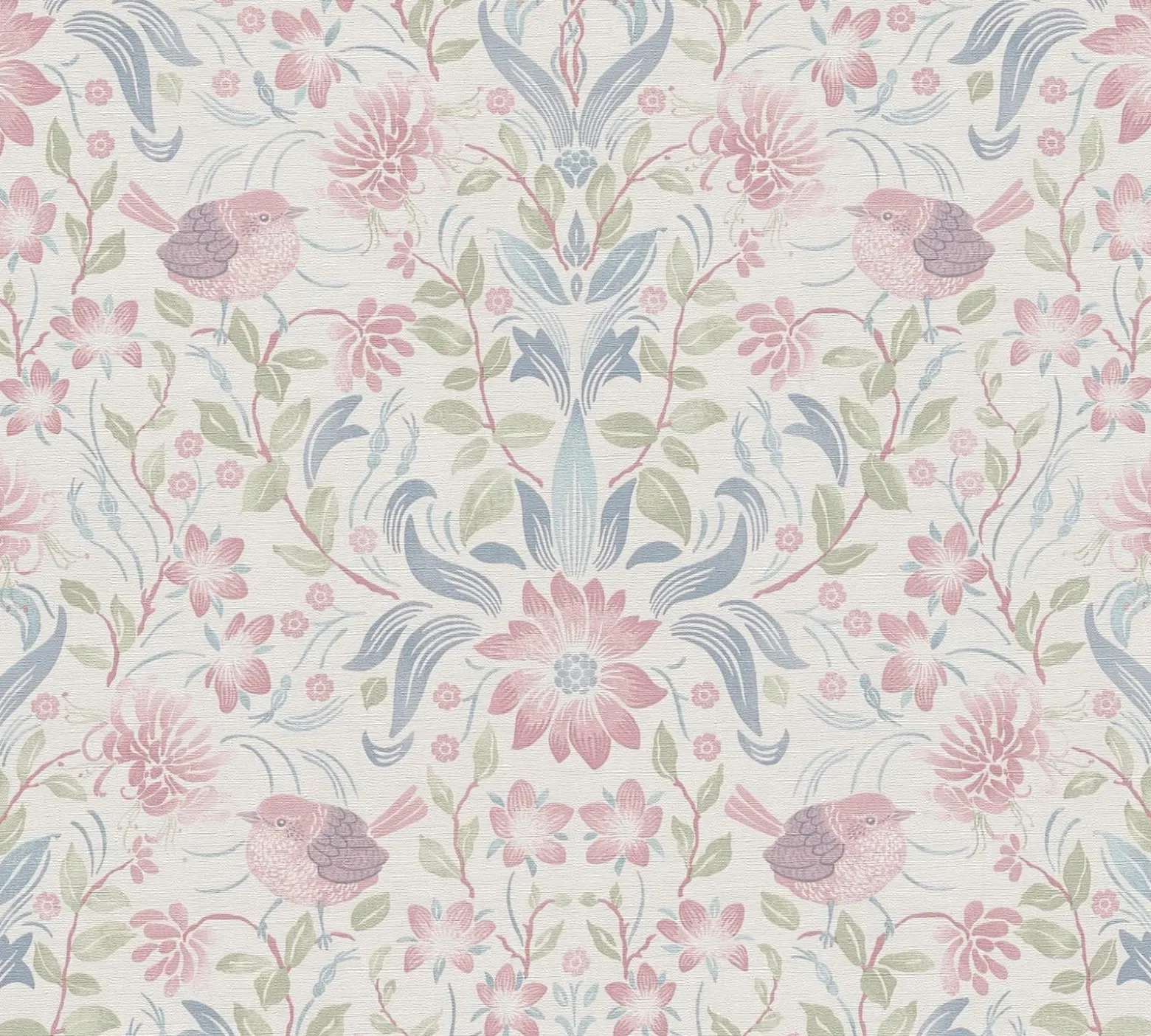 Vliestapete Floral Ornamente Weiß Rosa Blau 39075-3