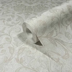 Vliestapete Floral Ornamente Grau Creme Beige 35148
