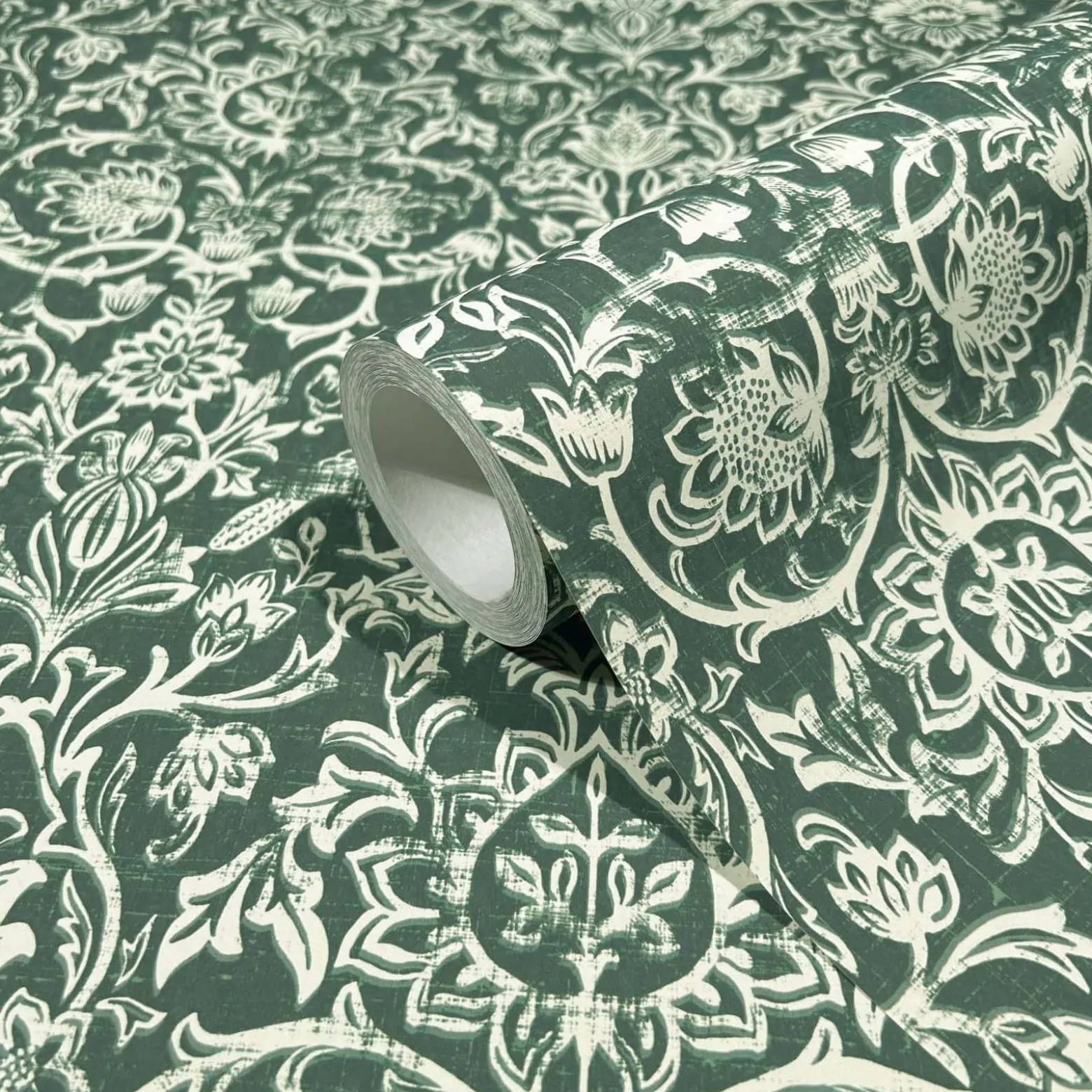 Vliestapete Floral Ornamente Grün Creme 47624