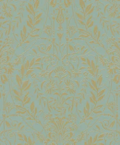 Vliestapete Floral Ornamente Grün Gold Metallic 82510