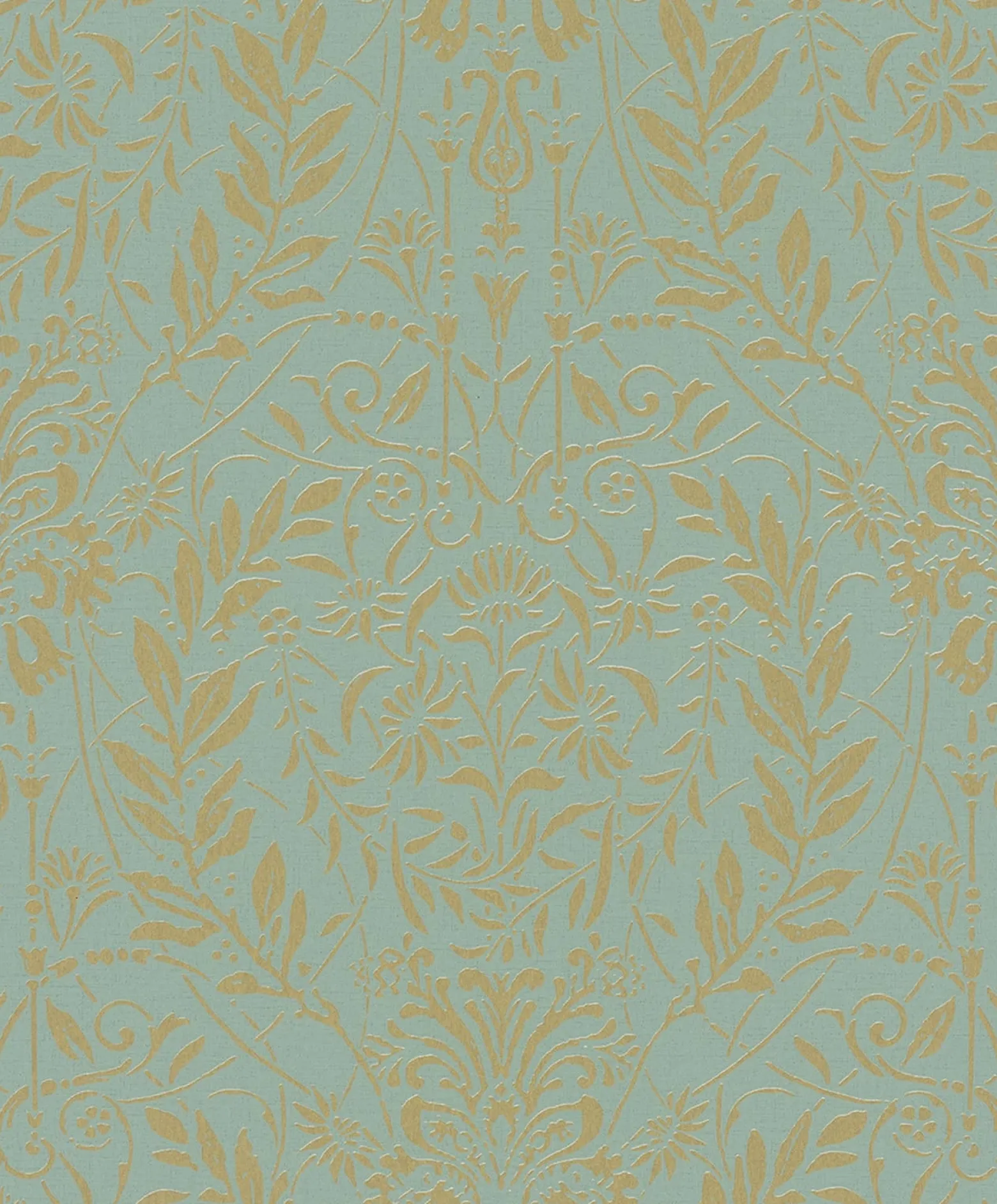 Vliestapete Floral Ornamente Grün Gold Metallic 82510