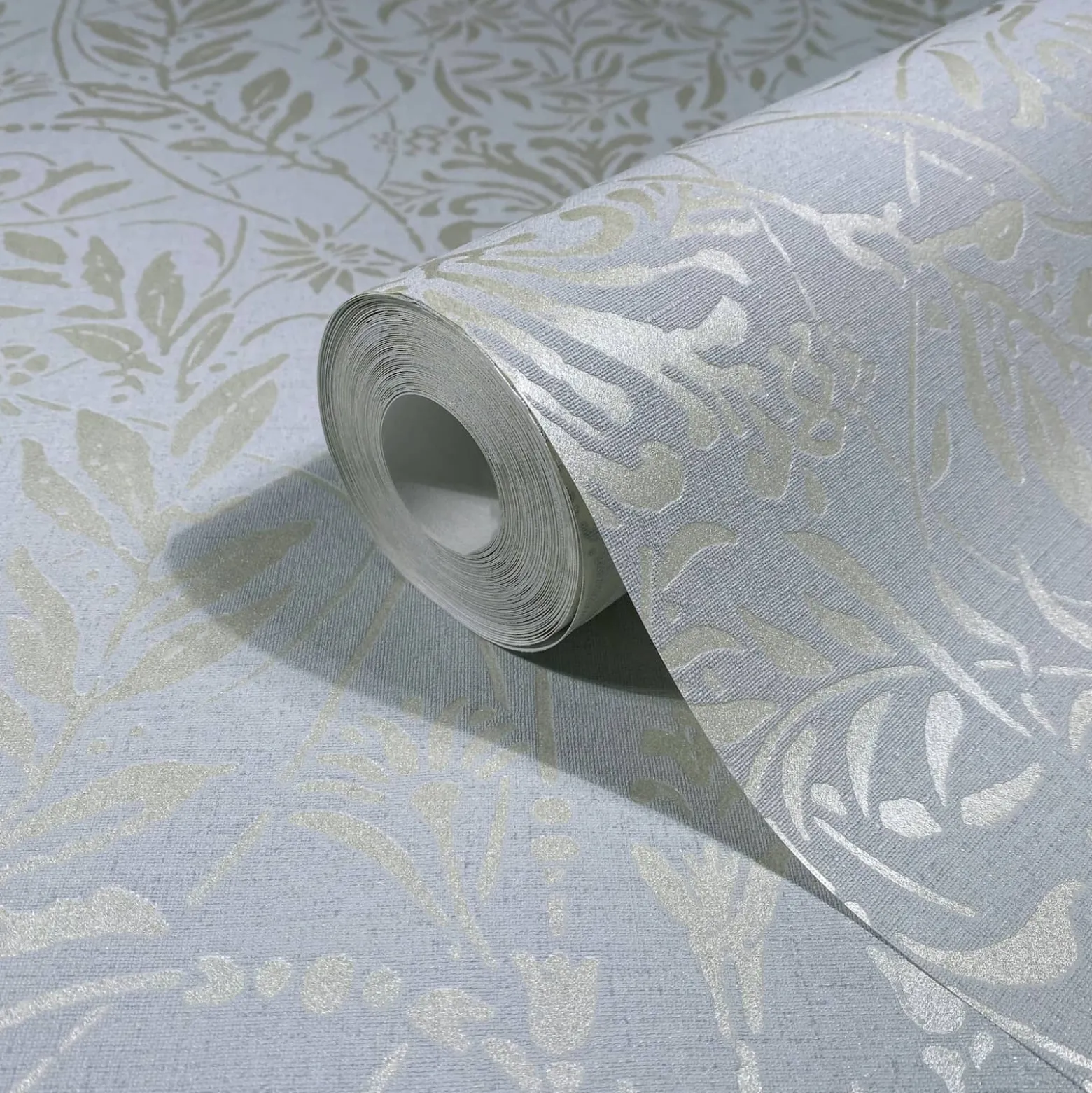 Vliestapete Floral Ornamente Blau Grau Metallic 82509