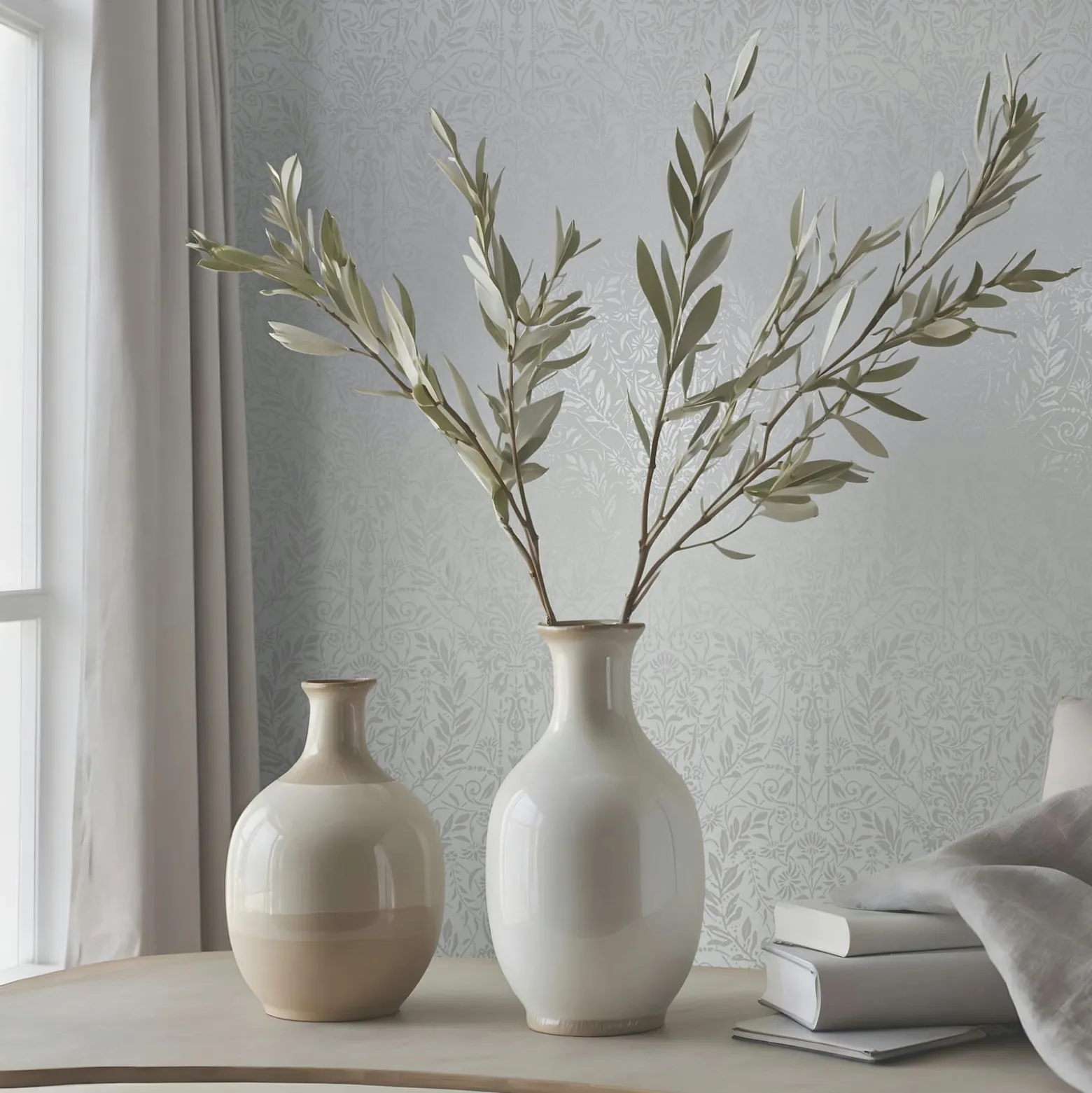 Vliestapete Floral Ornamente Grau Silber Metallic 82511