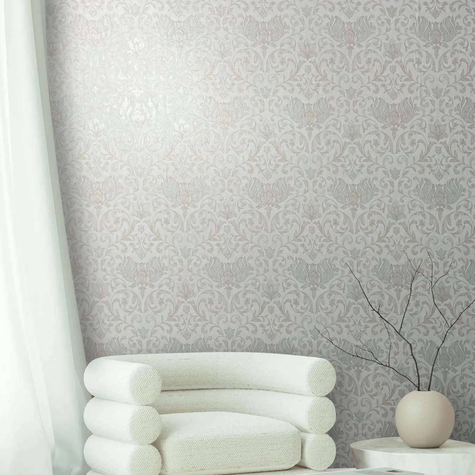 Vliestapete Floral Ornamente Creme Beige Grau 35168