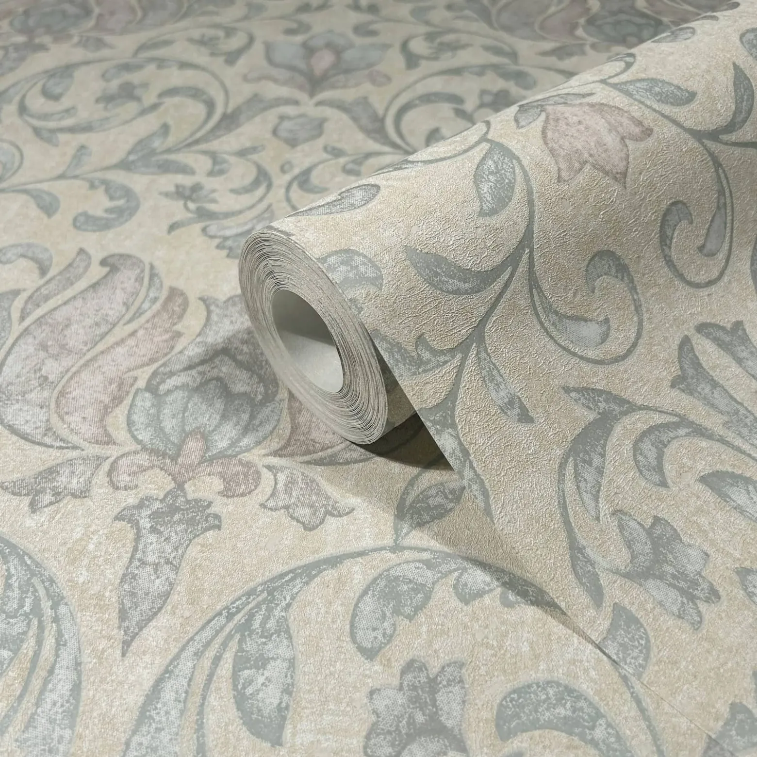 Vliestapete Floral Ornamente Beige Grün Grau 35151